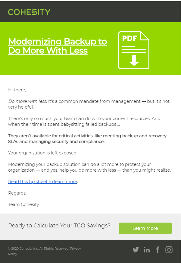 Cohesity email