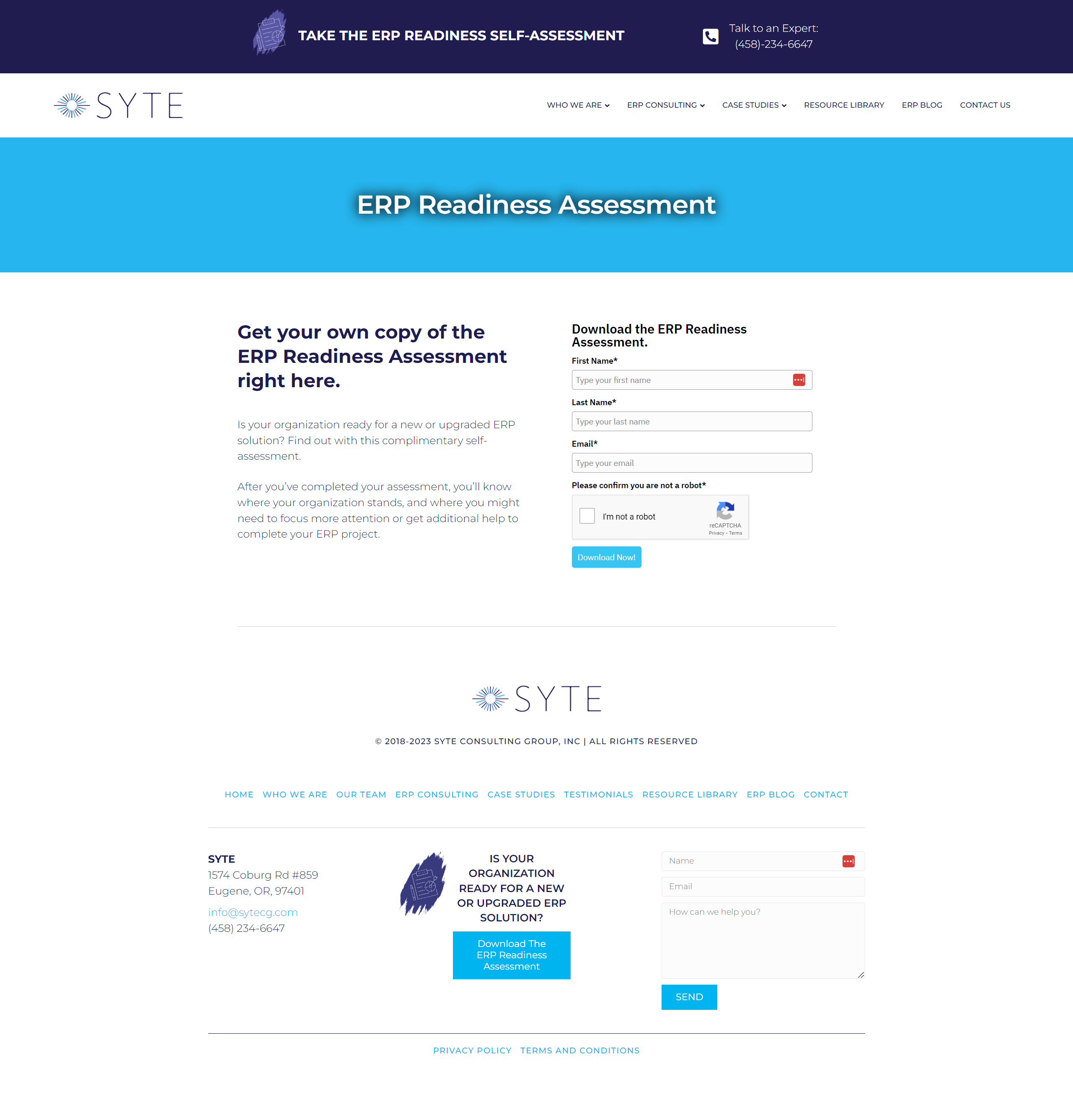 Syte landing page
